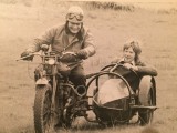 David Here enjoying a side car ridein the Mc Evoy 1000cc J.A.P with Titch Allen VMCC founder