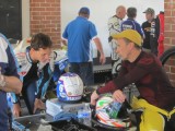 Eastern Creek Australia classic event with Classic Team Suzuki Chris Vermuland talking with Jeremy McWilliams