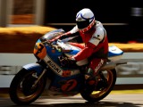 Goodwood Festival of Speed 2014 Steve Griffith riding the Ex Barry Sheene Suzuki XR14 RG500 one of Steve Wheatmans fine machines